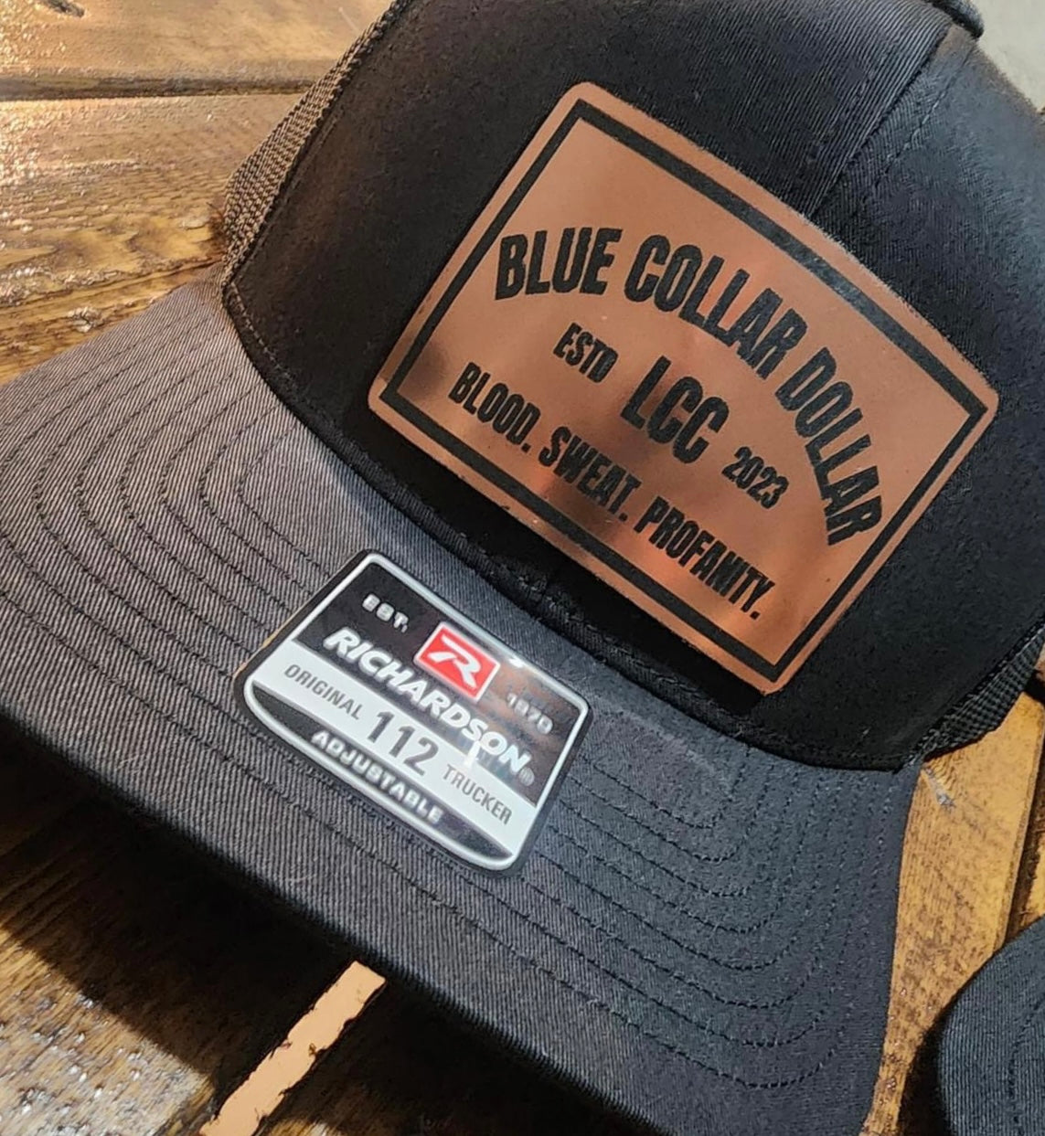 Blue Collar Dollar hat with Copper acrylic patch